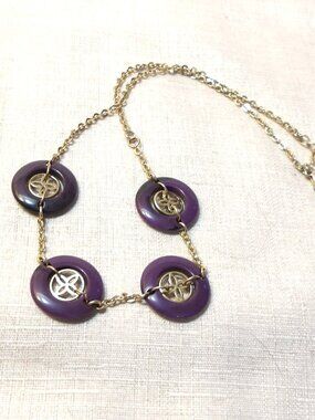 9 In *** NECKLACE / 4 Purple Stones / Medallions ***
